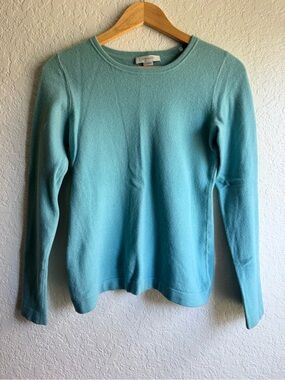Christopher Fischer 100% Cashmere Crewneck Sweater Teal Blue Aqua